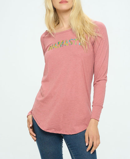 Artistic Namaste Blush Long Sleeve Tunic Tee