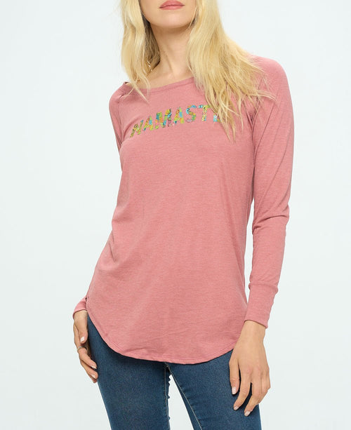Artistic Namaste Blush Long Sleeve Tunic Tee
