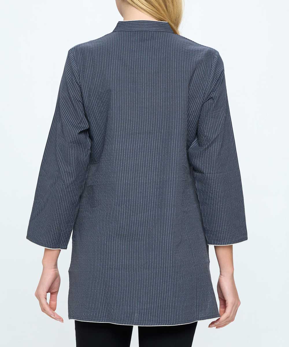 Grey Kantha Stitch Cotton Tunic Top