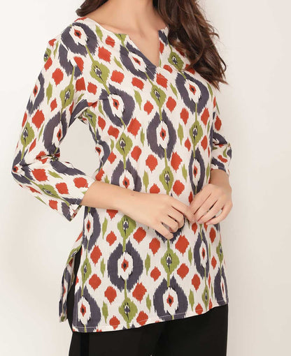Tropical Geometry Lightweight Cotton Tunic Top