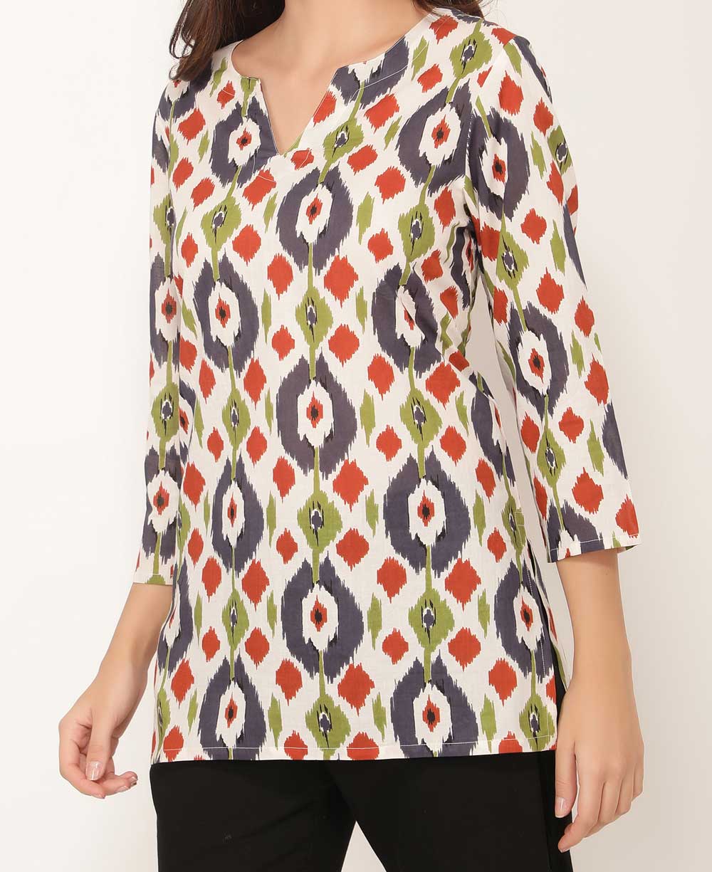 Tropical Geometry Lightweight Cotton Tunic Top
